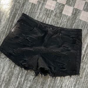 American Eagle Outfitters Black Distressed Cutoff Jean Shorts